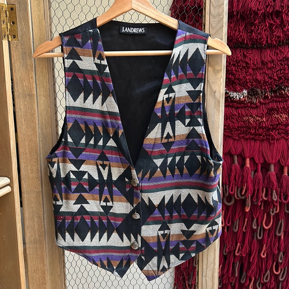 Vintage J. Andrews Southwestern Aztec Print Vest